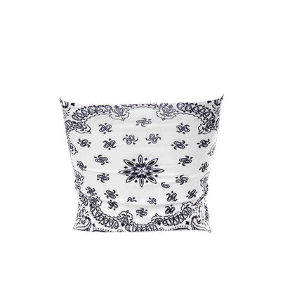Stilvolles, Modernes, Kurzes Tube-Top Mit Paisley-Muster – Weiß