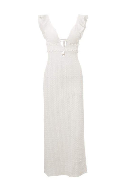 Maxikleid Aus Strick Mit Rüschen Und Cut-Outs