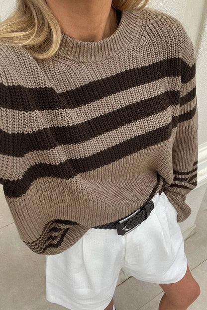 Gestreifter Pullover Mit Stickerei