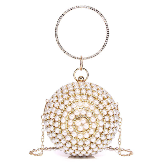 Goldfarbene Partytasche Mit Discokugel-Griff İn Perlenoptik