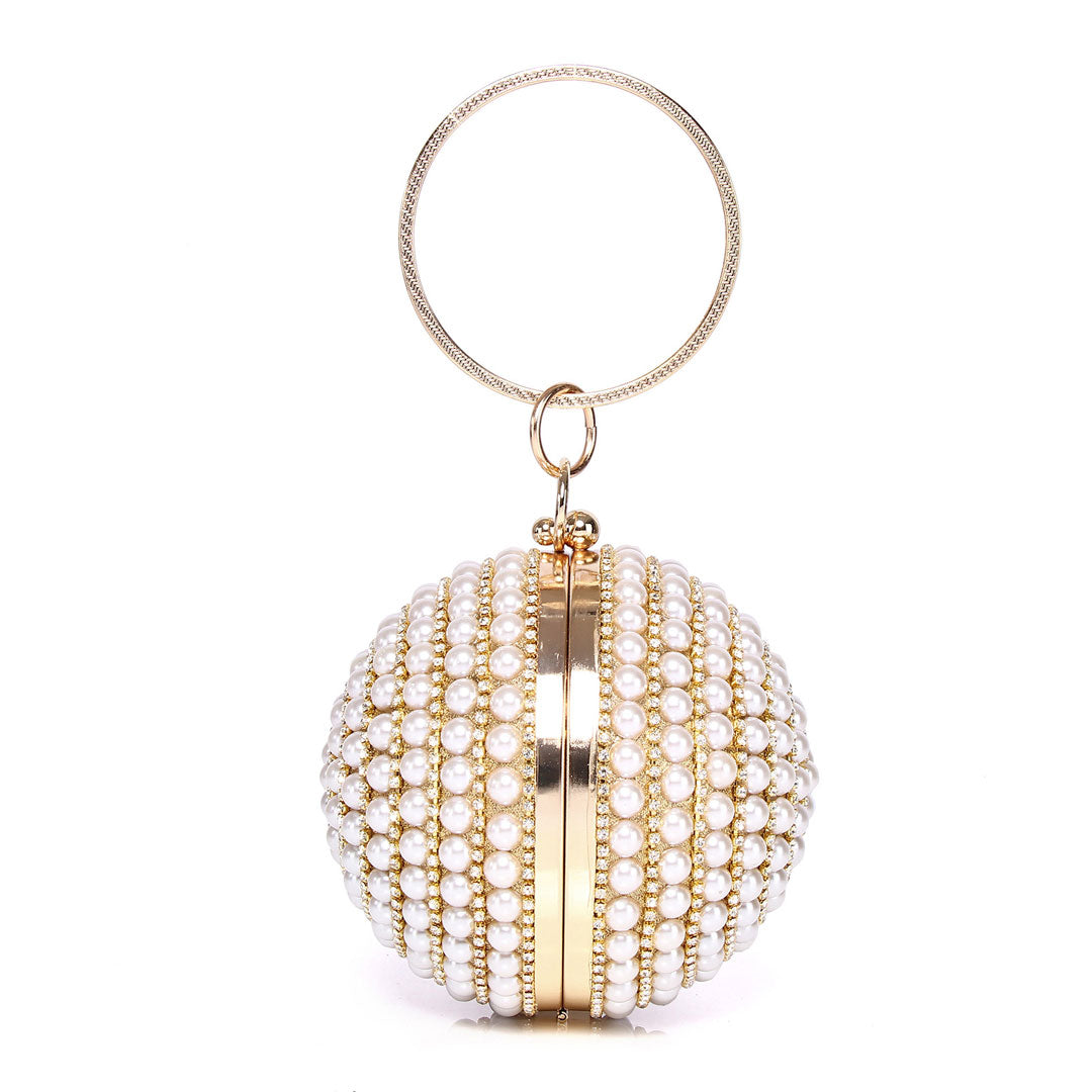 Goldfarbene Partytasche Mit Discokugel-Griff İn Perlenoptik