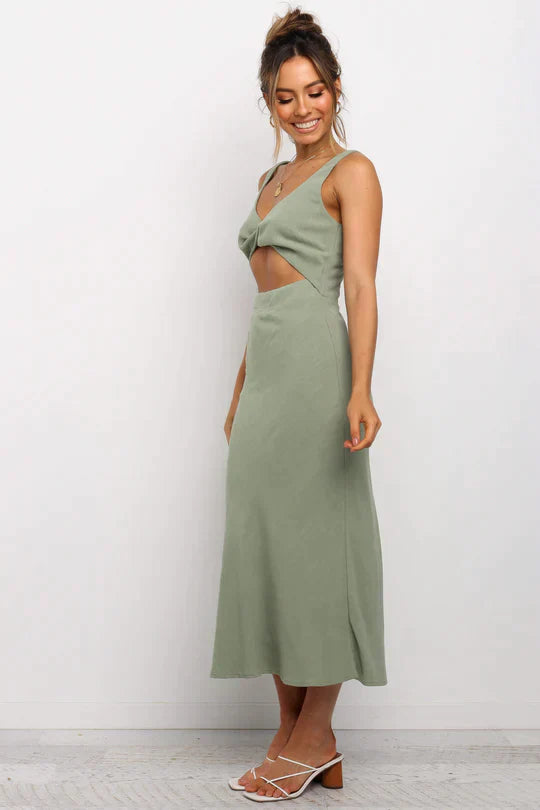 Elegantes, Tief Ausgeschnittenes Midikleid