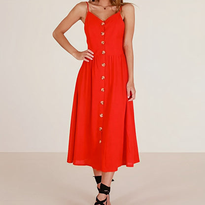 Midikleid Mit Schmalem Kragen Und Knopfdetail