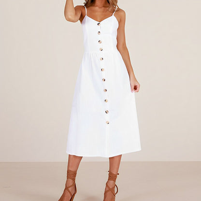 Midikleid Mit Schmalem Kragen Und Knopfdetail