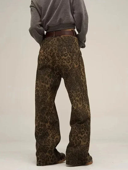 Stylisches Design Jeans Mit Leopardenmuster