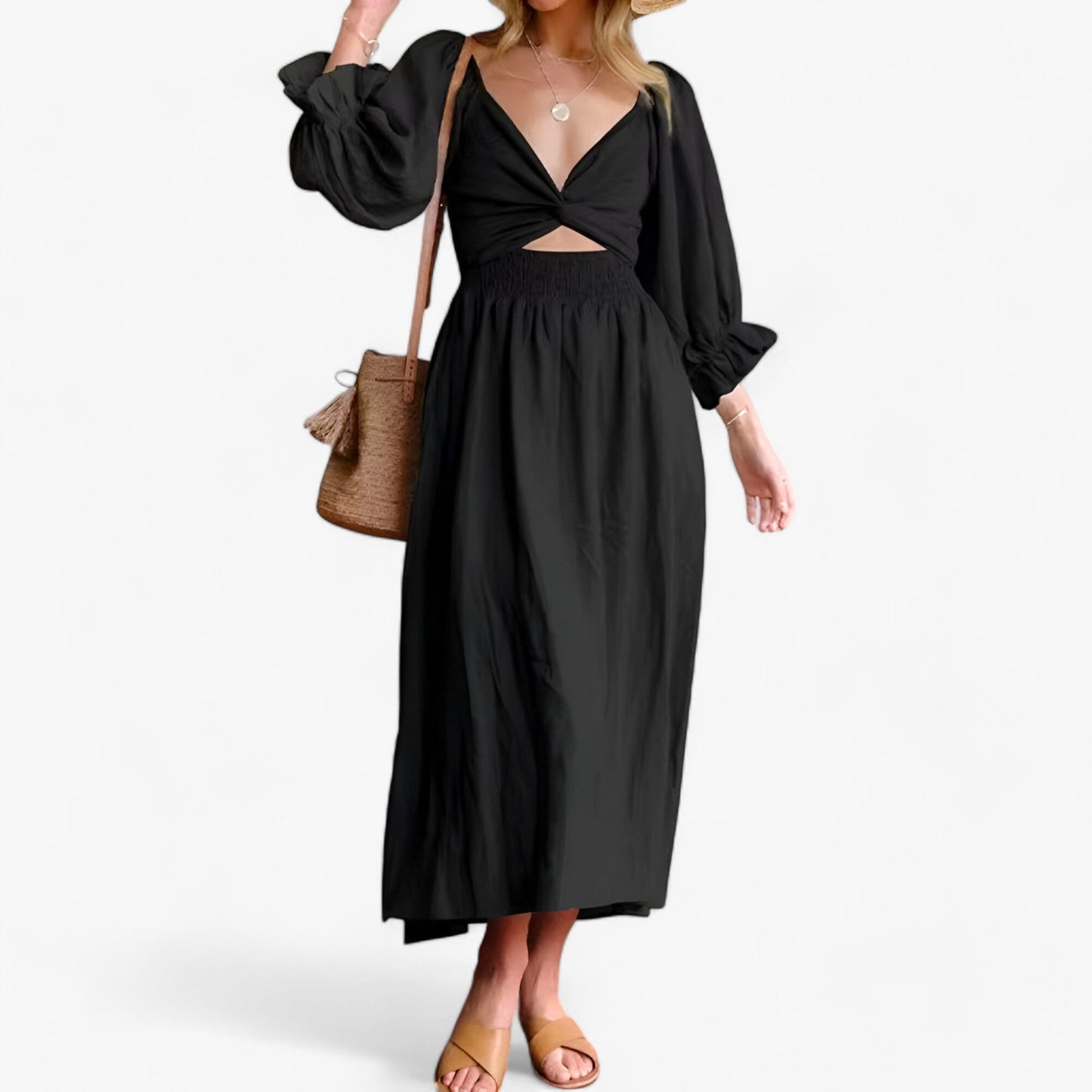 Midikleid Mit Volant Und V-Ausschnitt