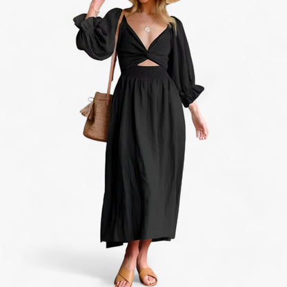 Midikleid Mit Volant Und V-Ausschnitt