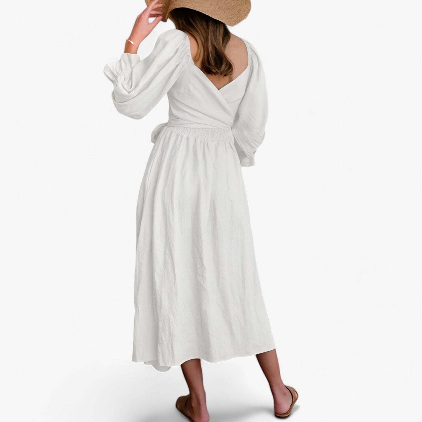 Midikleid Mit Volant Und V-Ausschnitt
