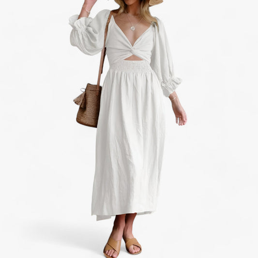 Midikleid Mit Volant Und V-Ausschnitt