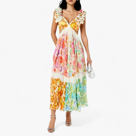 Rückenfreies Midikleid Mit Blumenmuster