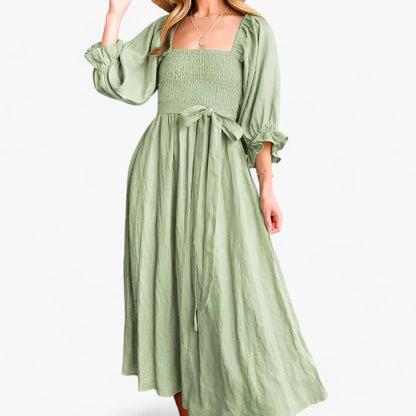 Midikleid Mit Volant Und V-Ausschnitt