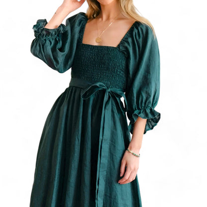 Midikleid Mit Volant Und V-Ausschnitt