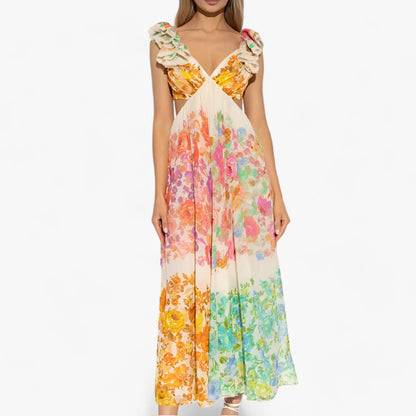 Rückenfreies Midikleid Mit Blumenmuster