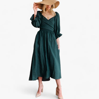 Midikleid Mit Volant Und V-Ausschnitt