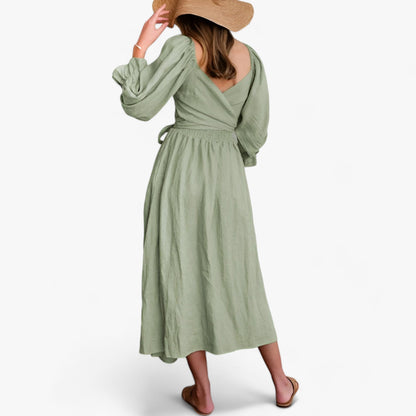 Midikleid Mit Volant Und V-Ausschnitt