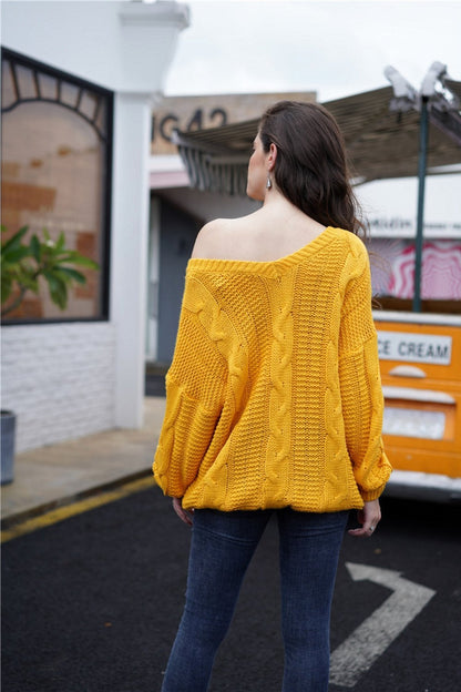 Stilvoller, Schlichter, Bequemer Strickpullover Mit Zopfmuster
