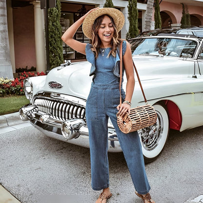 Jeans-Overall Mit Offenem Rückendetail