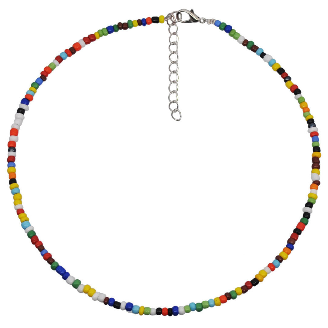 Holiday Emaille Choker Halskette Mit Bunten Perlen - Mehrfarbig