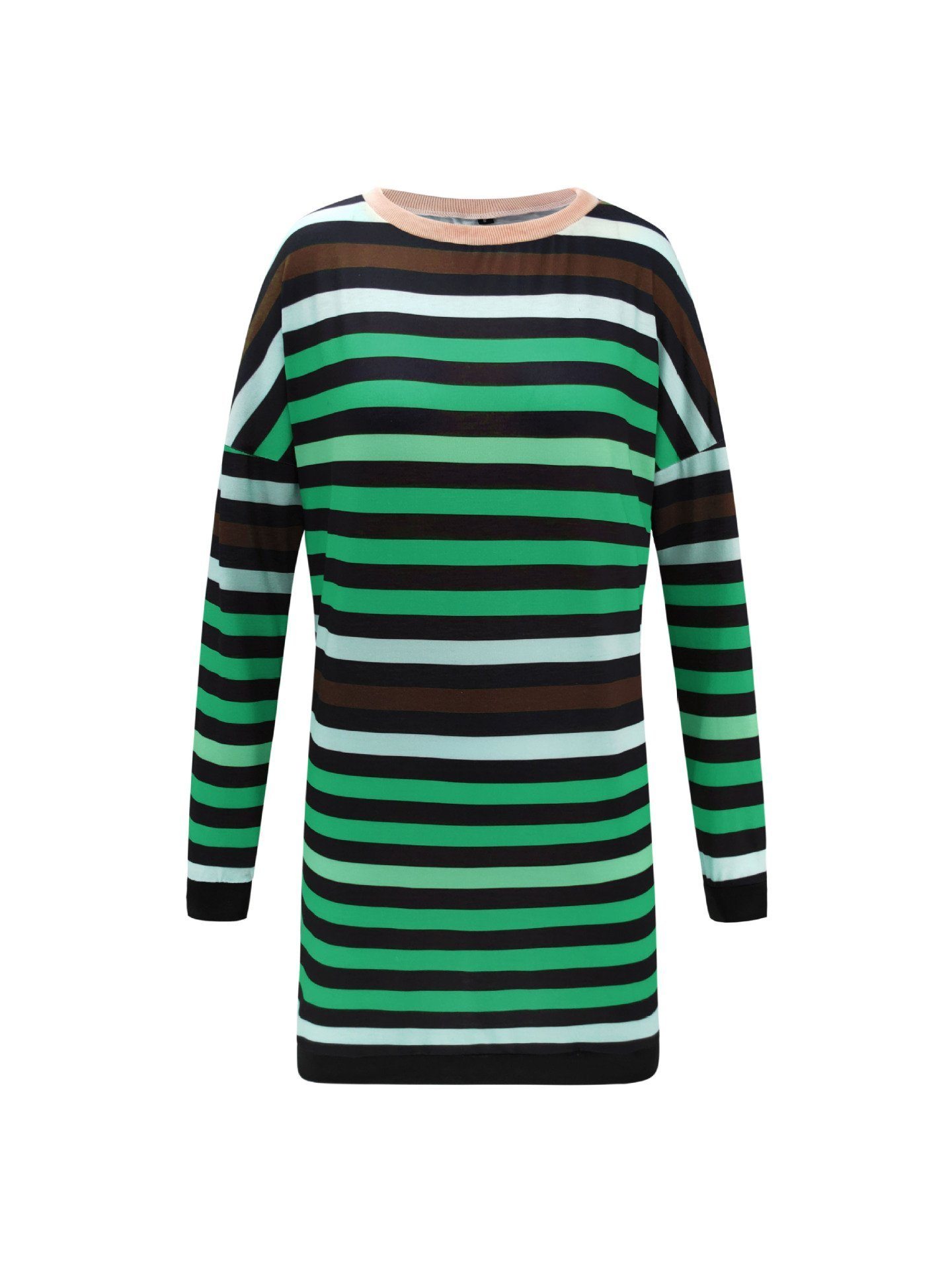 Gestreiftes Kleid Mit Lockerem Schnitt Und Rundhalsausschnitt