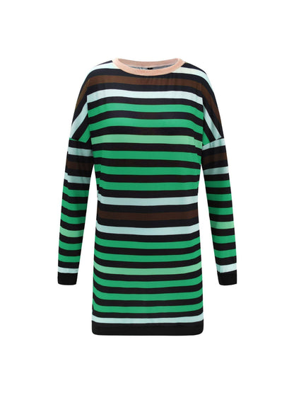 Gestreiftes Kleid Mit Lockerem Schnitt Und Rundhalsausschnitt