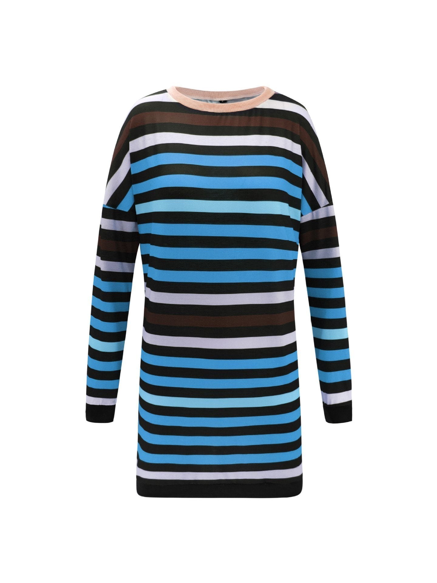Gestreiftes Kleid Mit Lockerem Schnitt Und Rundhalsausschnitt