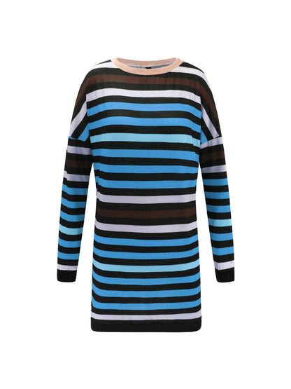 Gestreiftes Kleid Mit Lockerem Schnitt Und Rundhalsausschnitt