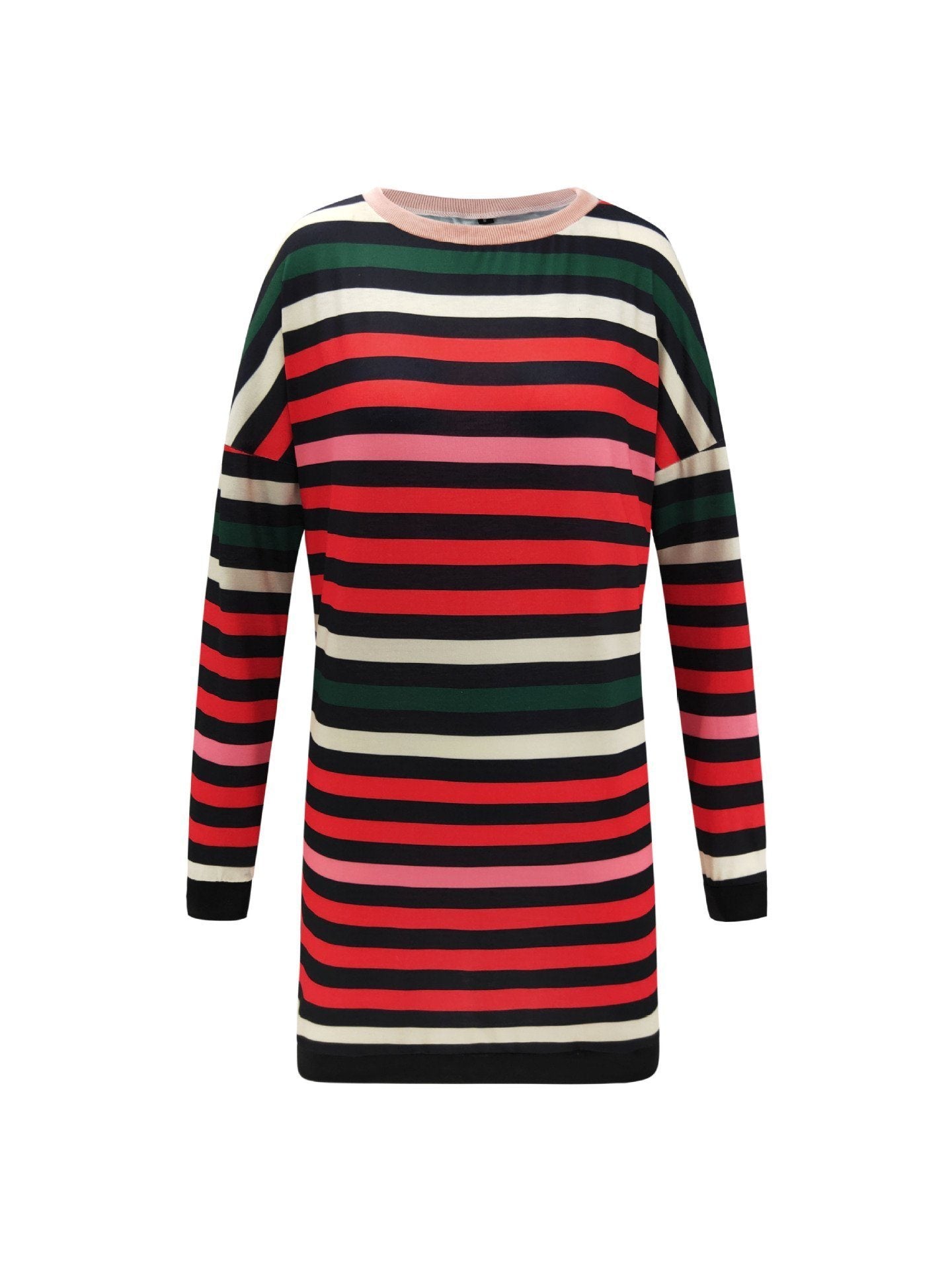 Gestreiftes Kleid Mit Lockerem Schnitt Und Rundhalsausschnitt