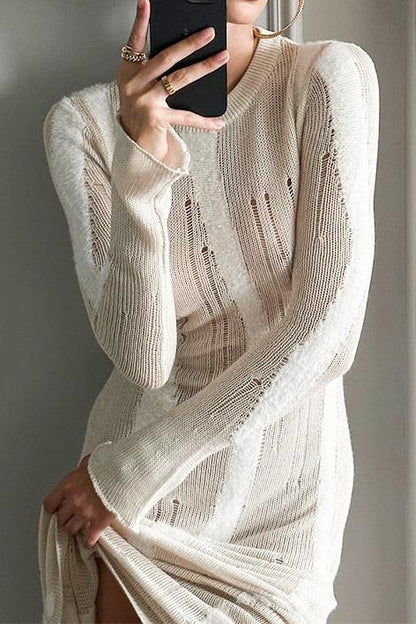 Maxikleid Aus Strukturiertem Strick