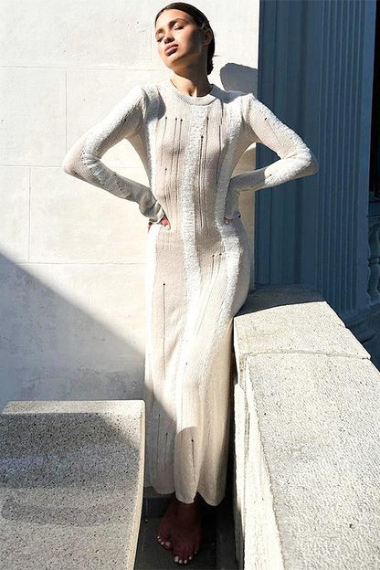 Maxikleid Aus Strukturiertem Strick
