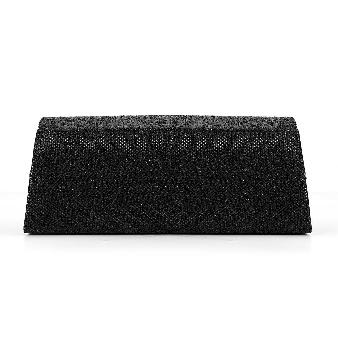 Schwarze Abendtasche Mit Funkelndem Strassdetail Und Strukturiertem Clip