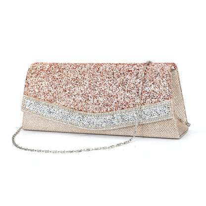 Strukturierte Clutch Mit Klappe Und Funkelnden Strass-Details – Rosa