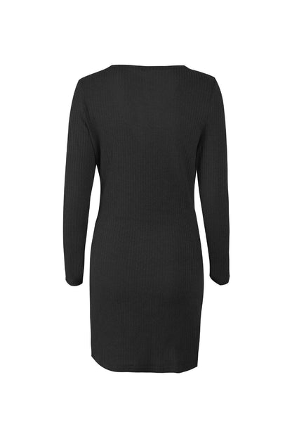 Einfarbiges Wickelkleid Mit V-Ausschnitt