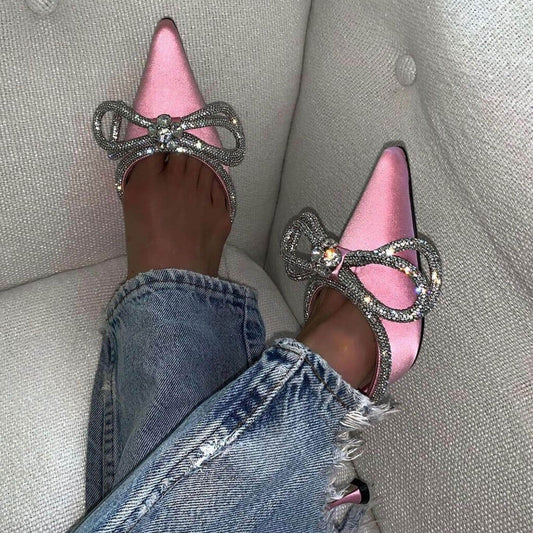Glitzernde Rosafarbene Zweiteilige Heels Mit Strass