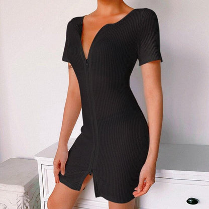 Minikleid Mit Reißverschlusskragen