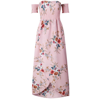 Sommer-Maxikleid Mit Schlitz An Der Schulter Und Durchbrochenem Muster