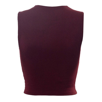 Fuchsiafarbenes, Stilvolles, Geometrisch Gemustertes Tanktop Mit Kurzem Rippenmuster