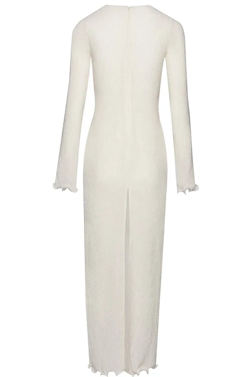 Maxikleid Aus Polyester Mit Blumenmuster Und V-Ausschnitt Und Schlitz