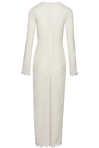 Maxikleid Aus Polyester Mit Blumenmuster Und V-Ausschnitt Und Schlitz
