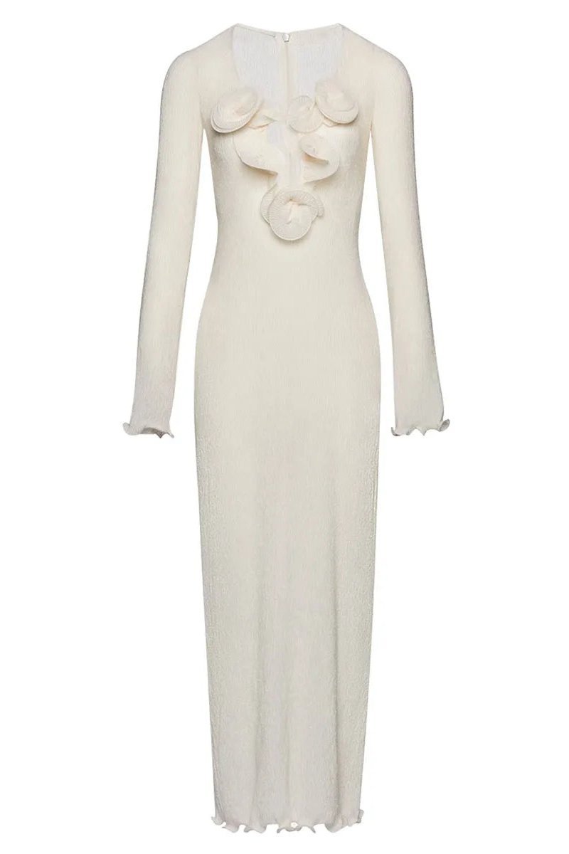 Maxikleid Aus Polyester Mit Blumenmuster Und V-Ausschnitt Und Schlitz