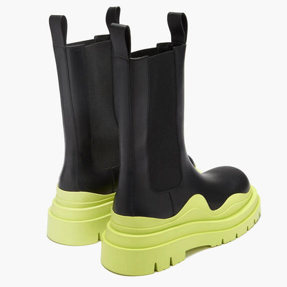 Gelbe Chelsea-Stiefel Mit Einzigartigem Kontrastierendem Gummiranddetail