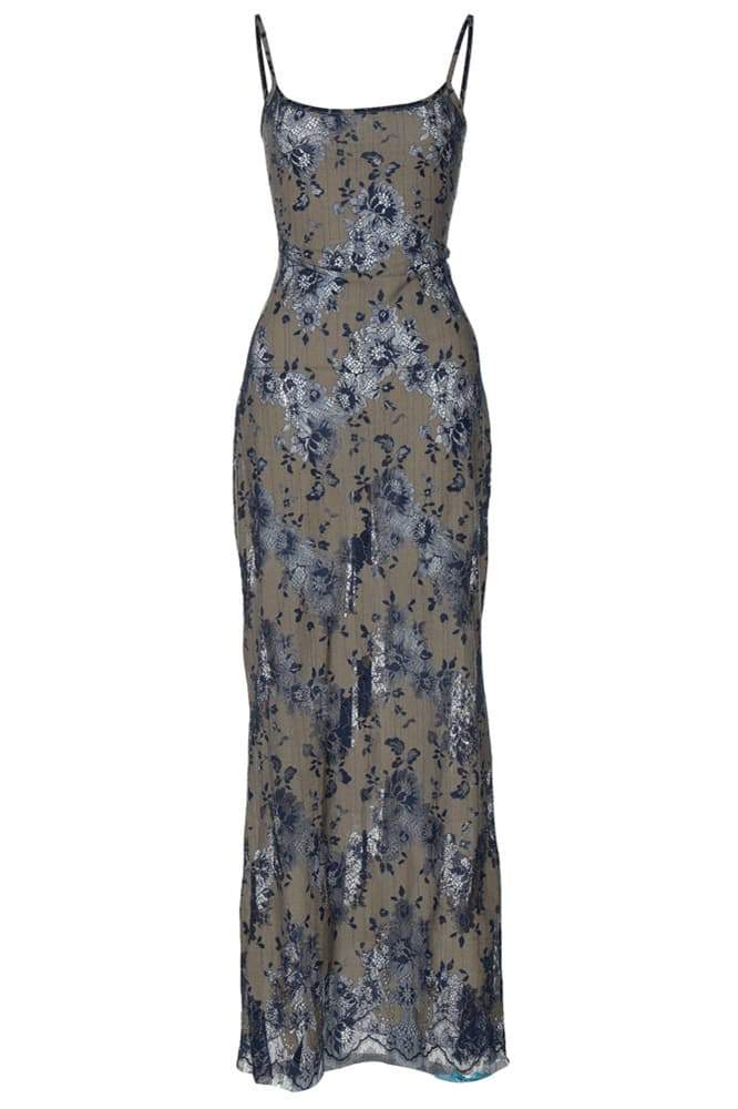 Besticktes Maxikleid Mit Schnürung