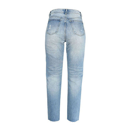 Vivid Cut – Ausgefranste Jeans Mit Geradem Bein İn Verblasstem Hellblau