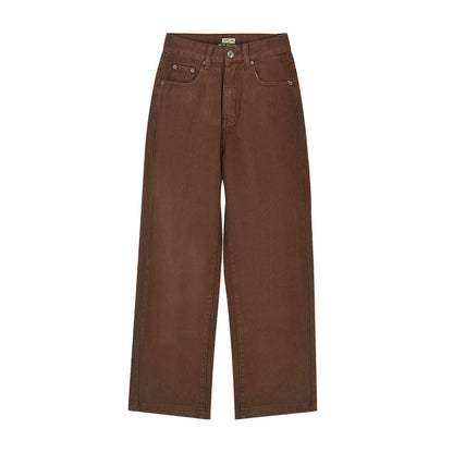 Retro 90Er High Waist Straight Leg Jeans - Schokoladenfarbe