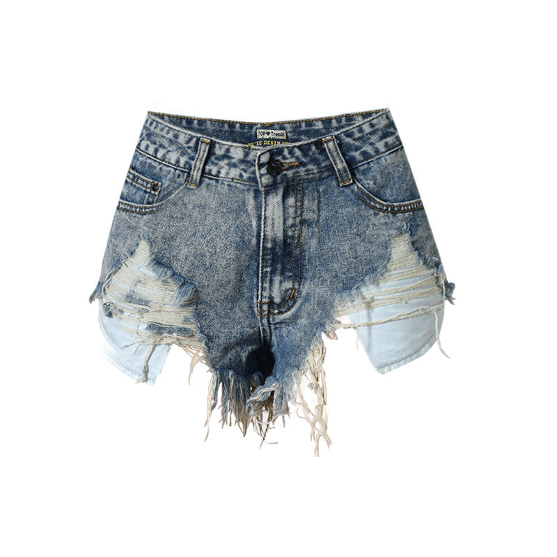 Blaue Retro-Jeansshorts Mit Hoher Taille