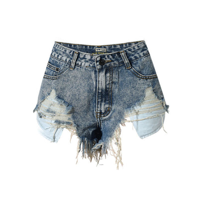 Blaue Retro-Jeansshorts Mit Hoher Taille