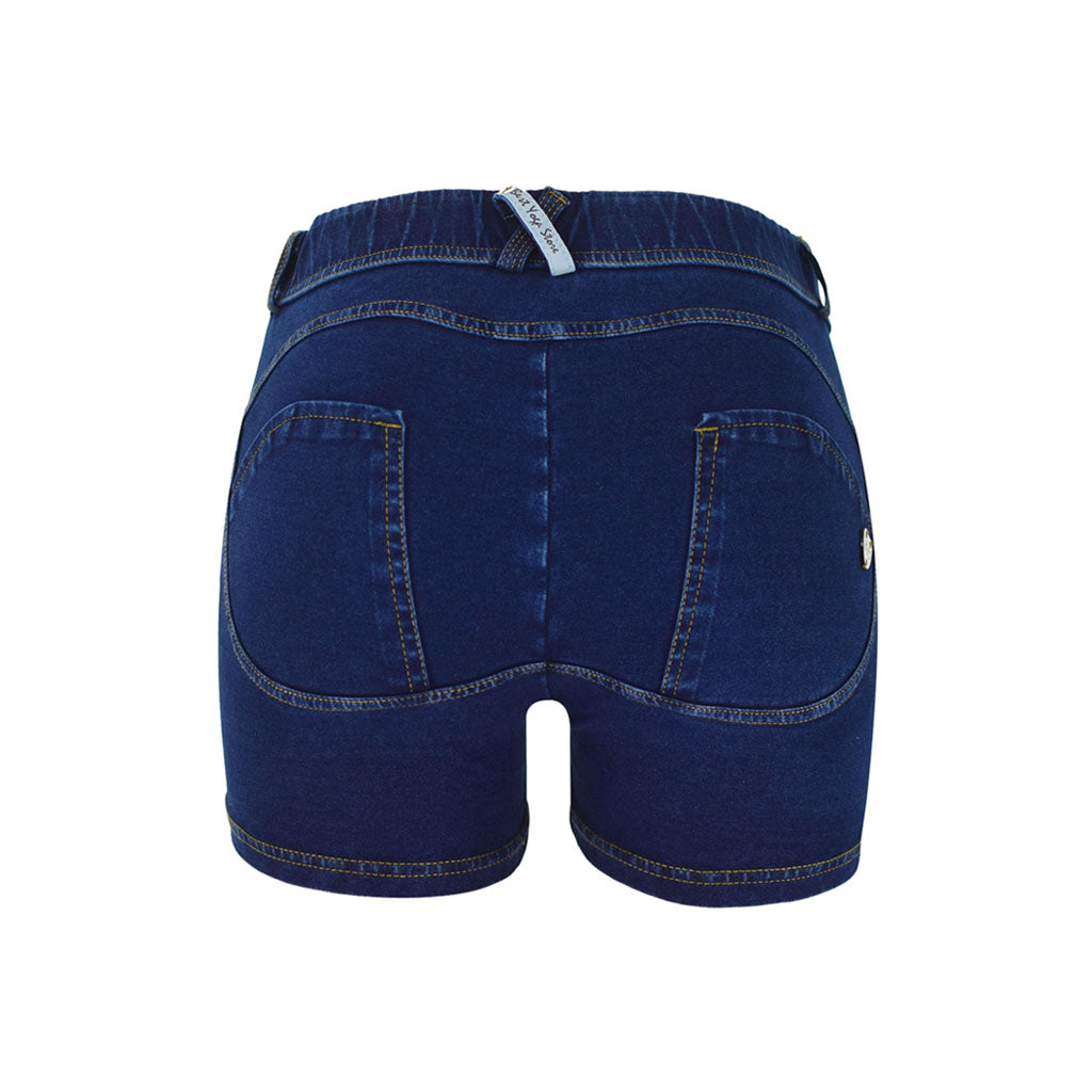 Retro Style Low Waist Ripped Denim Shorts - Dunkelblau