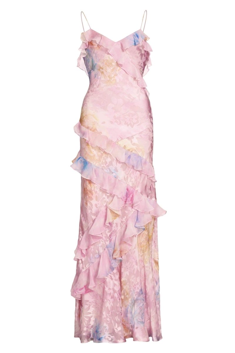 Maxi-Slipkleid Mit Volant Und Blumenmuster