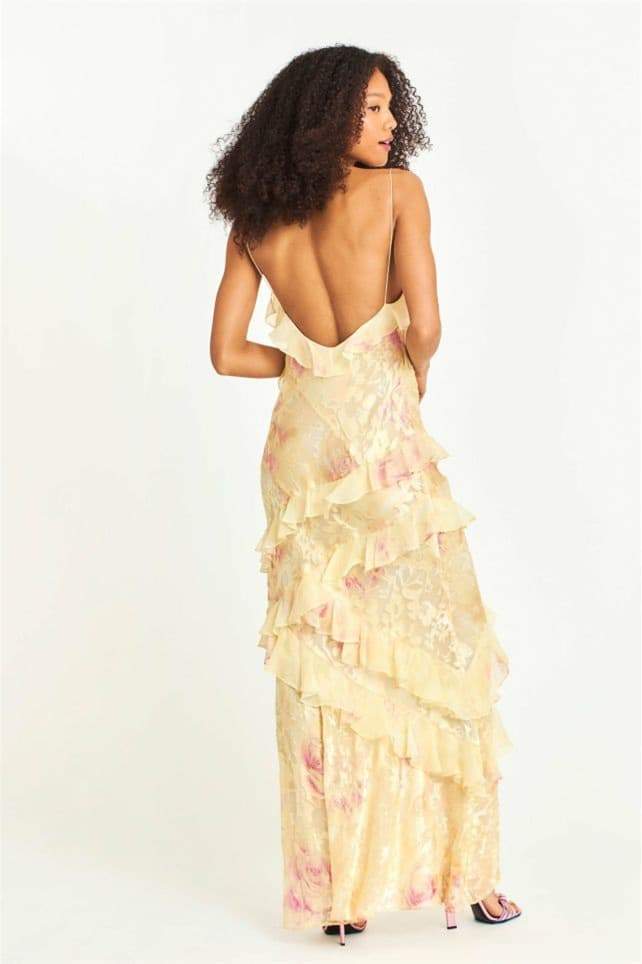 Maxi-Slipkleid Mit Volant Und Blumenmuster