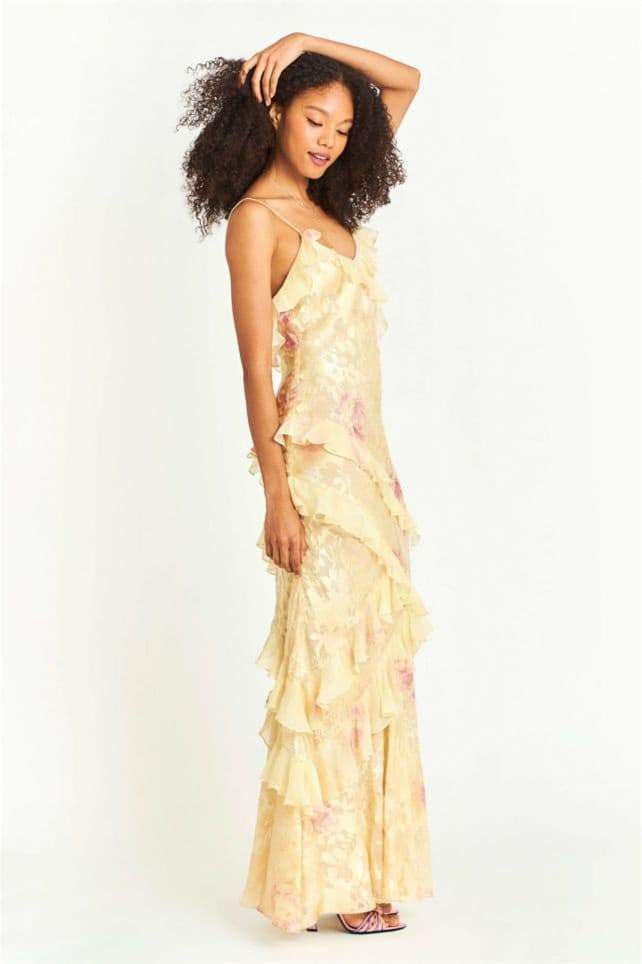 Maxi-Slipkleid Mit Volant Und Blumenmuster